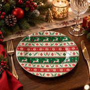 Christmas Decorative Charger Plate – Bauble Ornament Border full-print plastic serving tray shown in a styled room scene.