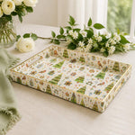 Christmas Decorative Plastic Serving Tray – Watercolor Village Bird - MintiHome