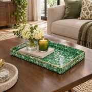 Ramadan Decorative Plastic Serving Tray – Damask Acanthus Scroll full-print plastic serving tray shown in a styled room scene.