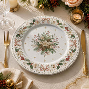 Christmas Plastic Plate – Pink Bow Pinecone Holly Holiday Wreath - MintiHome