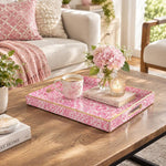 Daily Decorative Plastic Serving Tray – Pink White Diamond Tile - MintiHome