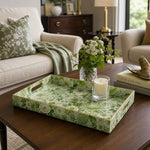 Green Peony Hydrangea Plastic Serving Tray – Full Print Border - MintiHome