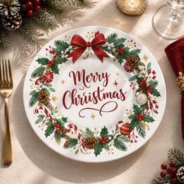Christmas Decorative Charger Plate – Lush Garland Wreath - MintiHome
