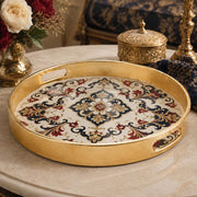 Royal Damask Mandala Plastic Serving Tray – Navy Burgundy - MintiHome