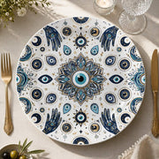 White Evil Eye Hamsa Crescent Ramadan Decorative Charger Plate - MintiHome