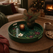 Christmas Poinsettia Green Plastic Serving Tray - Festive Accent - MintiHome