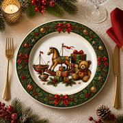 Vintage Toy Horse Teddy Bear Christmas Charger Plate - MintiHome