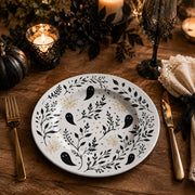 Minimal White Ghost Branch Decorative Plastic Plate – Gold Web - MintiHome