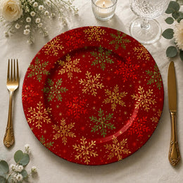 Christmas Red Snowflake Charger Plate - Multicolor Merry - MintiHome