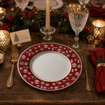 White Minimalist Christmas Charger Plate – Red Green Ornaments - MintiHome