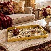Royal Damask Mandala Plastic Serving Tray – Navy Burgundy - MintiHome