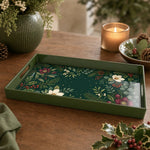 Christmas Poinsettia Green Plastic Serving Tray - Festive Accent - MintiHome