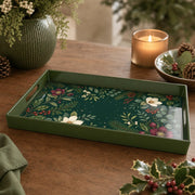 Christmas Poinsettia Green Plastic Serving Tray - Festive Accent - MintiHome