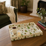 Christmas Decorative Plastic Serving Tray – Watercolor Village Bird - MintiHome