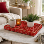 Red Pink Snowflake Christmas Plastic Tray – Full Print - MintiHome