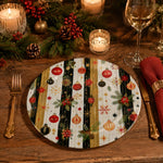 Black and Gold Stripe Ornament Christmas Charger Plate for Parties - MintiHome
