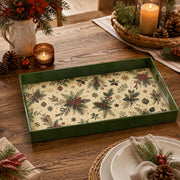 Christmas Pine Branch Berry Serving Tray – Green Rim Holiday Platter - MintiHome