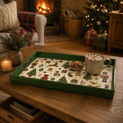 Green Christmas Tray with Reindeer, Gingerbread and Tree Icons - MintiHome