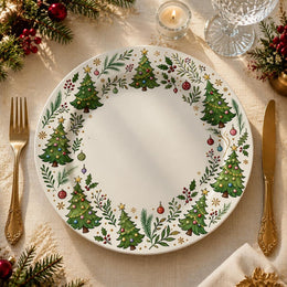 Christmas Tree and Holly Decorative Plate – Festive Holiday - MintiHome