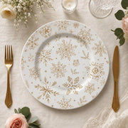 Christmas White Charger Plate - Delicate Gold Snowflakes - MintiHome