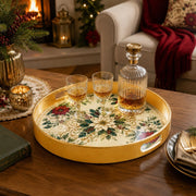 Christmas Gold Filigree Plastic Tray – Poinsettia Holly Holiday - MintiHome