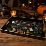 Halloween Witch and Skull Serving Tray – Spooky Icon Design - MintiHome
