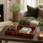 Red Gold Christmas Plastic Tray – Snowflake Sparkle - MintiHome