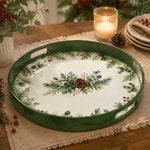 Christmas Pinecone Botanical Serving Tray - Green Frame - MintiHome