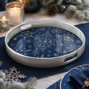 Silver Blue Christmas Serving Tray – Snowflake Filigree - MintiHome