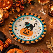 Halloween Decorative Charger Plate – Retro Cat Pumpkin - MintiHome