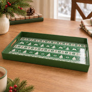 Christmas Decorative Serving Tray – Nordic Reindeer Bands plastic serving tray shown in a rectangular product view.