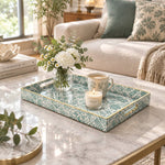 Daily Decorative Plastic Serving Tray – Teal Lattice Botanical - MintiHome