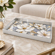 Valentine's Day Plastic Serving Tray – Lavender Magnolia Bloom plastic serving tray shown in a rectangular product view.