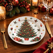 Christmas Decorative Charger Plate – Potted Tree Gifts full-print plastic serving tray shown in a styled room scene.
