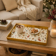 Christmas Teddy Bear Snowman Serving Tray – Gold Rim Holiday Platter - MintiHome