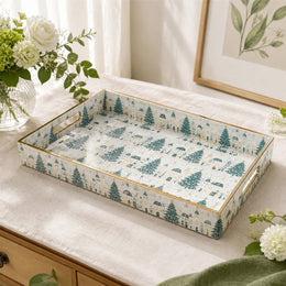 Christmas Decorative Plastic Serving Tray – Winter Village Church - MintiHome