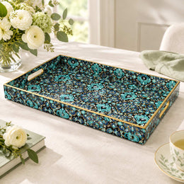Ramadan Decorative Plastic Serving Tray – Blossom Mosaic Allover full-print plastic serving tray shown in a product view.