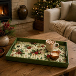 Green Frame Poinsettia Bouquet Christmas Plastic Serving Tray - MintiHome