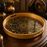Black Gold Layered Mandala Plastic Serving Tray – Royal Bloom - MintiHome