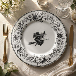Toile Witch Peony Border Decorative Plastic Plate – Vintage - MintiHome