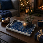 Silver Blue Christmas Serving Tray – Snowflake Filigree - MintiHome