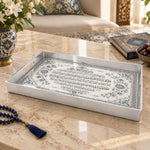 Ramadan & Eid al-Fitr Plastic Serving Tray – Manuscript Calligraphy plastic serving tray shown in a rectangular product view.
