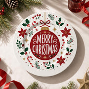 Christmas Decorative Charger Plate – Red Bauble Medallion - MintiHome