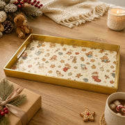 Christmas Teddy Bear Snowman Serving Tray – Gold Rim Holiday Platter - MintiHome