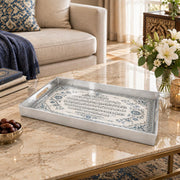 Ramadan & Eid al-Fitr Plastic Serving Tray – Manuscript Calligraphy plastic serving tray shown in a rectangular styled scene.