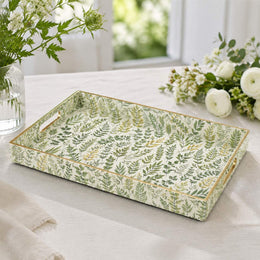 Daily Decorative Plastic Serving Tray – Green Gold Fern Frond - MintiHome