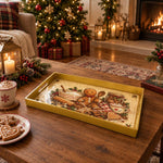 Christmas Decorative Serving Tray – Gingerbread Bakery plastic serving tray shown in a rectangular styled scene.