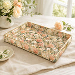 Pink Cream Yellow Floral Plastic Serving Tray – Full Print Border - MintiHome