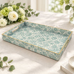 Daily Decorative Plastic Serving Tray – Teal Lattice Botanical - MintiHome