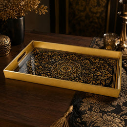 Black Gold Layered Mandala Plastic Serving Tray – Royal Bloom - MintiHome